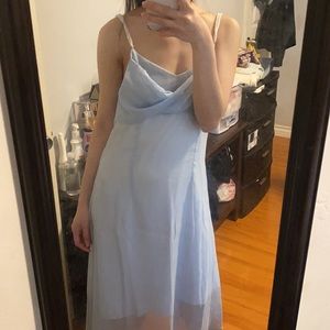 Light blue dress (length: over knee))
